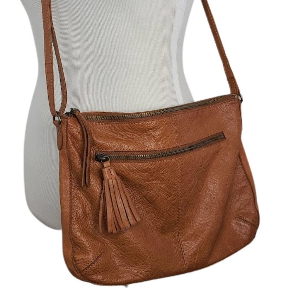 Day & Mood Purse Embossed Leather Carla Crossbody Brown Anthropologie Boho Bag